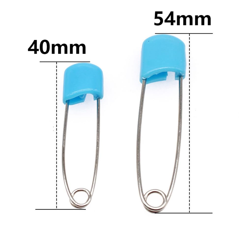 50 unidades de 54 mm multicolor para niños, imperdibles de seguridad de acero inoxidable, alfileres para pañales con cierre de bloqueo, agujas de seguridad para niños, para coser ropa