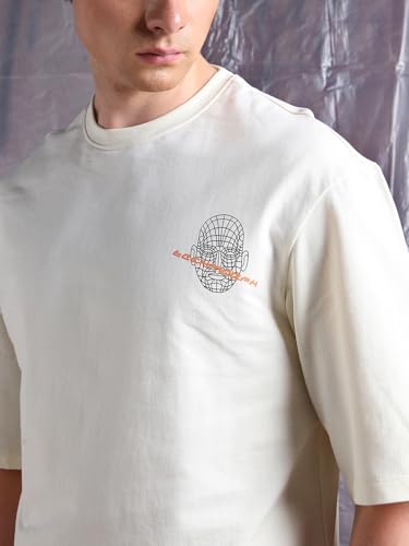 Image of Hubberholme Men Cotton Terry Printed Oversized Round Casual Neck Half Sleeves Tshirts