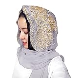 Ibluelover Women Muslim Chiffon Hijab Shawl Soft Rhinestone Long Scarf Breathable Dubai Hijab Head Wrap Scarf Fashion Turban