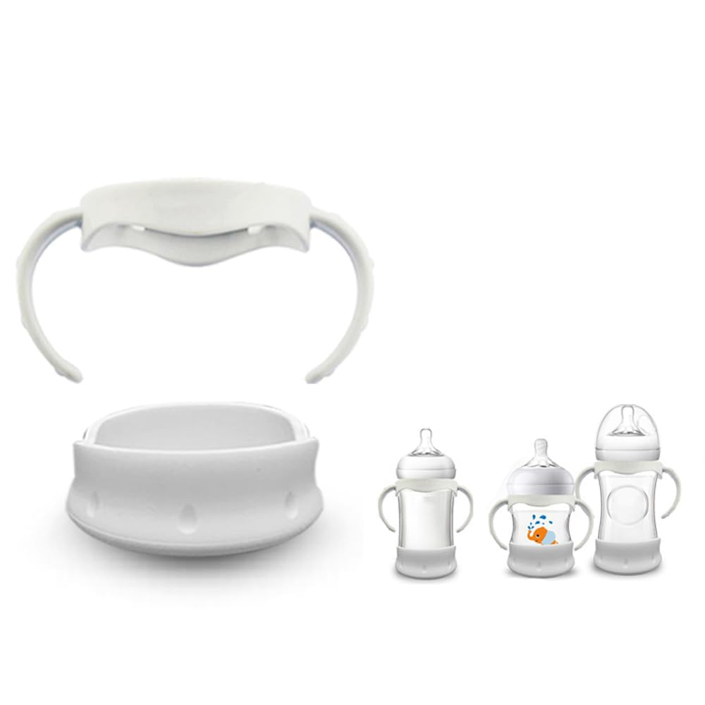 ROMIRUS Baby Bottle Handle and Silicone Sleeve Compatible with Avent Natural Glass Baby Bottles 4 oz and 8 oz