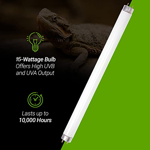 Pacote com 2 tubos fluorescentes de 15W-Watt T8 com luz de répteis do deserto UVA UVB 10.0 – luz par