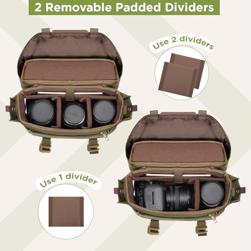 Bolso cámara DSLR de lona impermeable verde miniatura 2