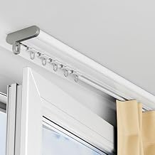 Aluminum Extra Thin Ceiling Tracks,Sliding Door Curtain Rod No Drill,for Bathroom/Bay Window/Closet Dorm/Doorway,Curtain Track Set