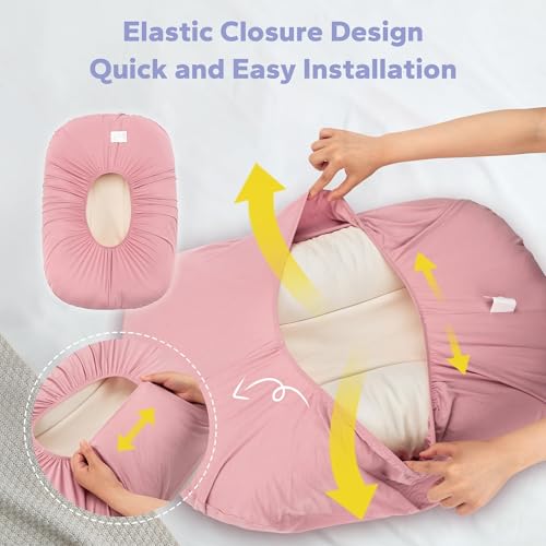 Image of FUNUPUP Baby Lounger Cover Only Rayon Derived from Bamboo, Pink | Removable Elastic, Soft Breathable, Easy On /Off Change, Machine Washable