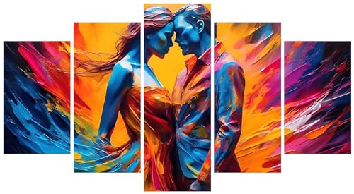Broderie Diamant grand format salon Diamond Painting Couple coloré puzzle art