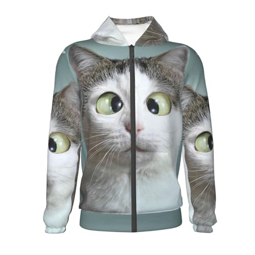 Funny Cat Kids Pullover Hoodies Boys Zip Up Sweatshirts Girls Athletic Clothes with Pocket2
