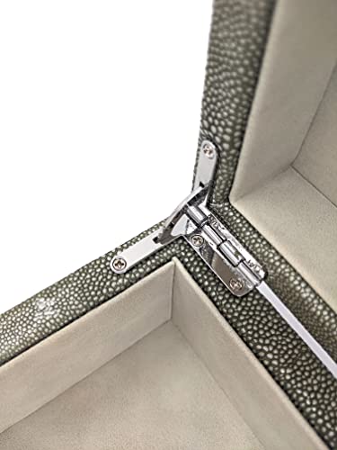Zodax Moorea Grey Shagreen Leather Decorative Storage Box With Suede Interior For Home Décor And Office Use – 11" X 9" Large #TOP2