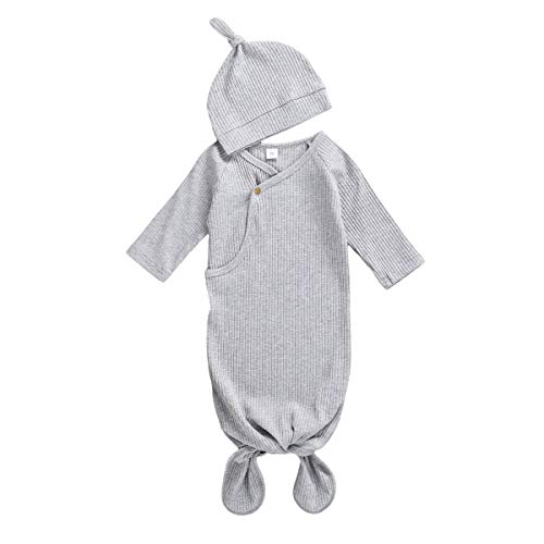Image of CIYCUIT Knotted Baby Gowns Newborn Coming Home from Hospital Outfit