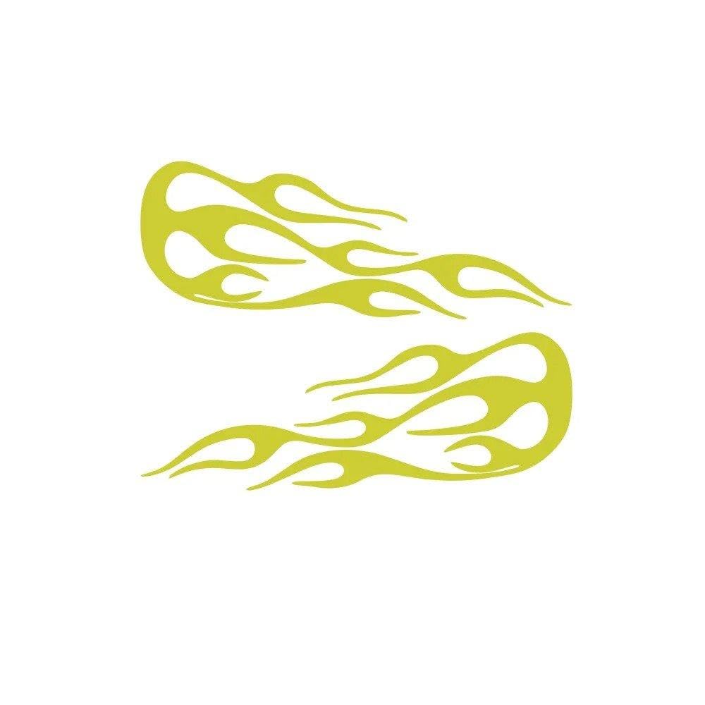 1Pair Flame Vinyl Sticker Decals Stickers for Car Tank Waterproof(35.5X27CM-Yellow)