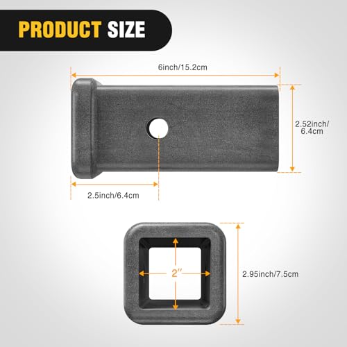 Image of Nilight Hitch Adapter 2 inch x 6 inch Combo Bar Trailer Receiver Tube Weld-on Raw Steel Hitch Bar