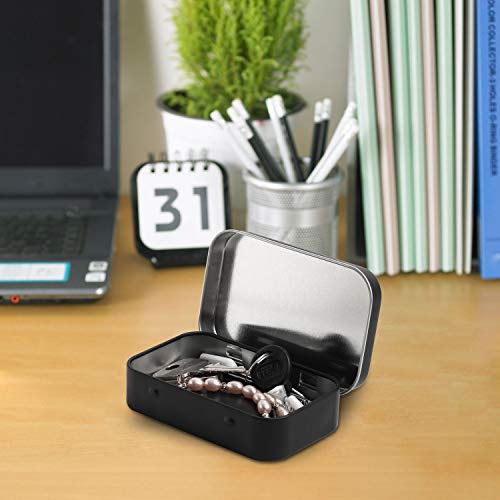 Image of Tamicy Metal Rectangular Hinged Tins, Pack of 40, Matte Black