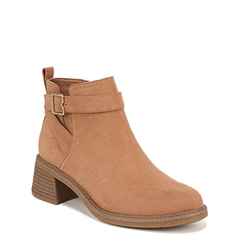 Dr. Scholl's Womens Retrospect Ankle Side Zip Block Heel Bootie Honey Brown Microfiber 7.5 M