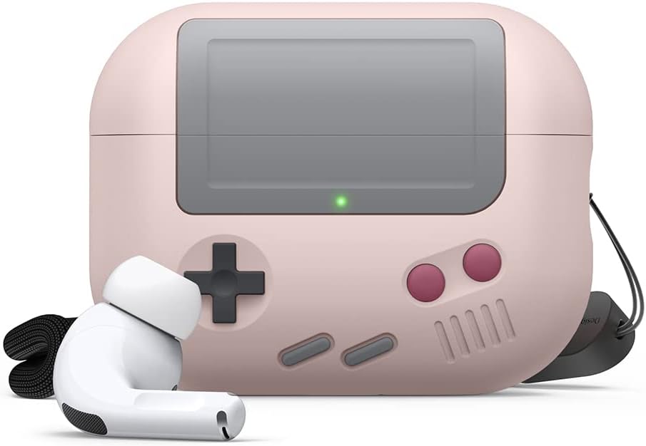 elago AW5 Compatible with AirPods Pro 2nd Generation Case (2022), Classic Handheld Game Console Design Case Compatible with AirPods Pro 2, Lanyard Included [Sand Pink]