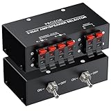 PROZOR Amplifier Speaker Selector Switch - 2(1)-In-1(2)-Out Bi-Directional Switcher Support 150W RMS Per Channel Passive Switcher Selector with On/Off Toggle & Spring Clip Terminals for Home Stereos