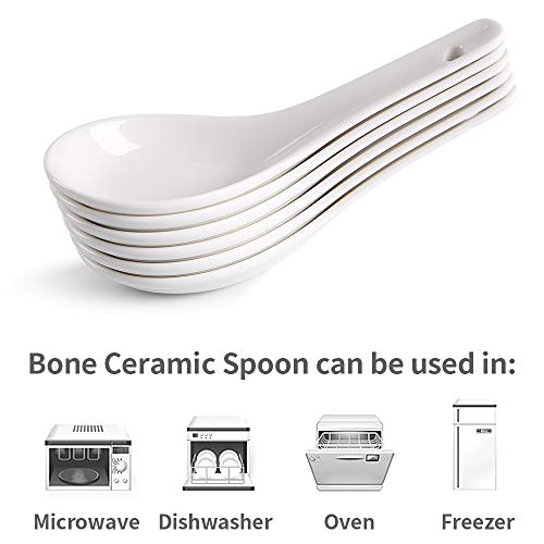 Happy Kit Ceramic Soup Spoons, 12-Piece Asian Soup Spoon Small Appetizer Spoons Sets Proper For Corelle Soup/Cereal Bowls, Ramen Dumpling Pho Wonton Miso, Chinese Soup Spoons #TOP4