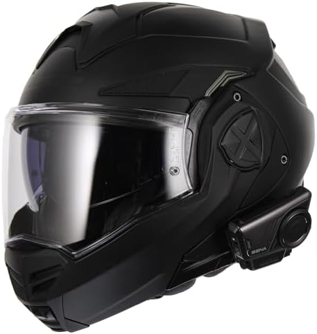 LS2 Helmets Advant X Modular Helmet with Preinstalled Sena 60S Mesh Bluetooth Headset (Matte Black - Large)