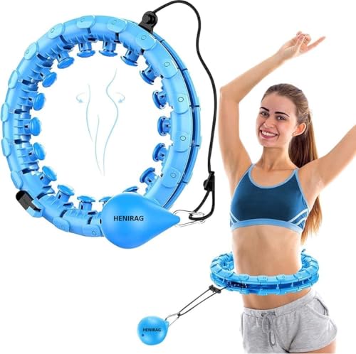 Hula Hoop with Adjustable Weights, Auto-Spinning Ball, Fitness Exercise Hoop Henirag for Men & Women Adults and Kids-Multi Color