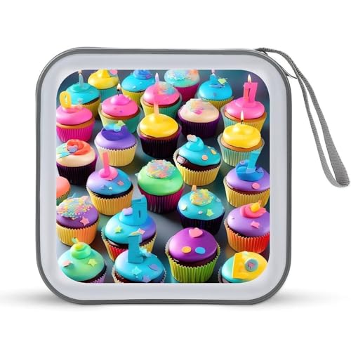 Étui CD rigide pour 40 DVD Happy Birthday Cupcakes en plastique taille unique