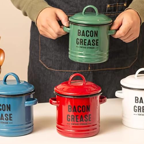 Récipient à graisse de bacon passoire cuillère bocal épices émaillé - 3