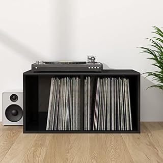 APCSA Meuble – Boîte de rangement en vinyle noir brillant 71 x 34 x 36 cm - Les Beatles, Paul McCartney, John Lennon, RIngo Starr, George Harrison