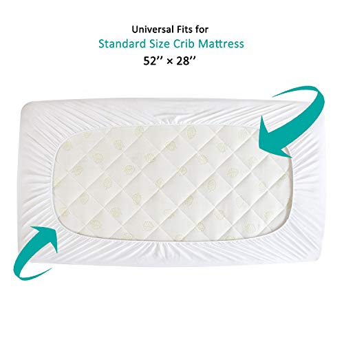 Crib Mattress Protector Waterproof & Noiseless Crib Mattress Pad Cover, Skin Friendly & Breathable & Machine Wash 100% Absorbent Crib Toddler Mattress Protector, (Quilted Improved Thickness) #TOP2