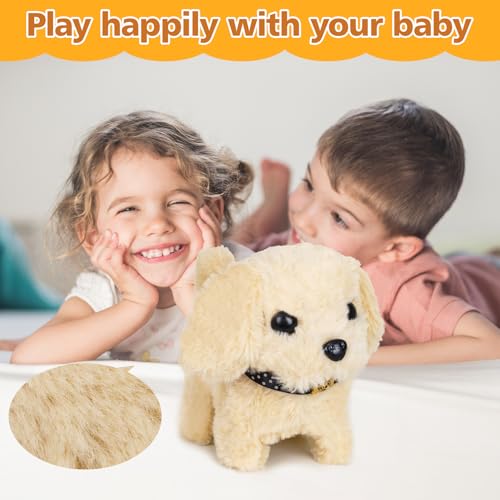 DAOUZL Realistischer Roboter Hund Spielzeug, 2pcs Läuft und Bellt, Realistischer Roboter Welpe Elektronisch Plüschwelpe Spielzeug Geschenk Jungen Mädchen 2-7 Jahre