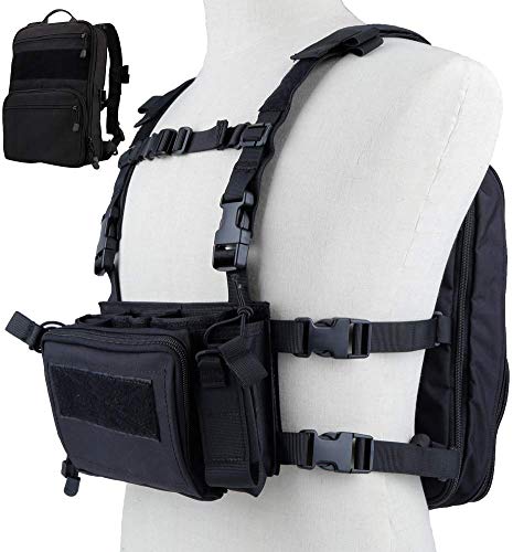 Tactical Molle Multicam Taktische Weste mit Mehreren Taschen und Molle Flatpack-Rucksack für Airsoft-Paintball Cover