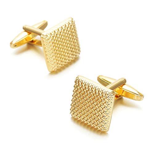 Gold Metal Textured Cuff Links Luxury French Tuxedo Shirt Cufflinks #TOP20
