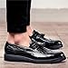 Men's Vintage Leather Wingtip Tassel Brogue Slip-On Dress Loafers Fashion Low-Top Breathable Smoking Formal Shoes Comfort Non-Slip Business Wedding Party Shoes (Black,8.5)