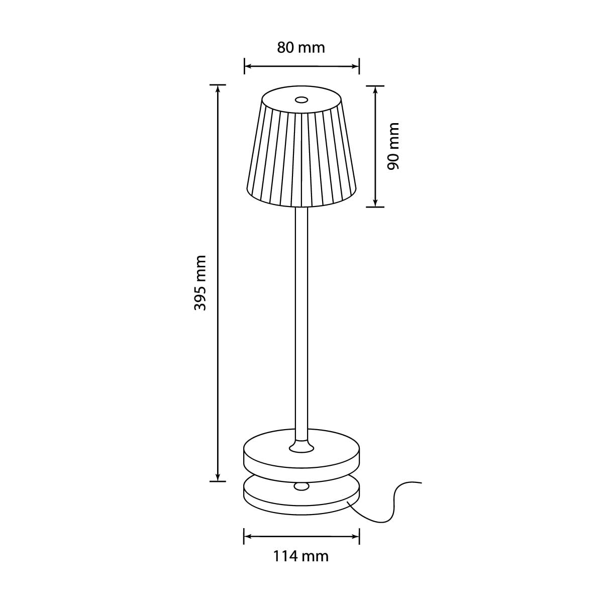 EMMA Lampada da Tavolo LED Ricaricabile con Touch Dimmer| Autonomia fino a 48h|Ricarica USB con Base di Ricarica| IP54 per Interni ed Esterni |Design Originale in Alluminio (Nero)