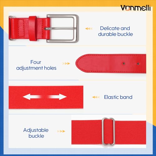 VONMELLI Baseball Belt Softball Belt Adjustable, Elastic Baseball Uniform Belt Youth and Adult Sizes2