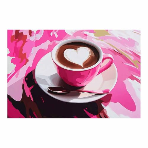 Toile motif café coloré rose pour murale de salle de jeux ado