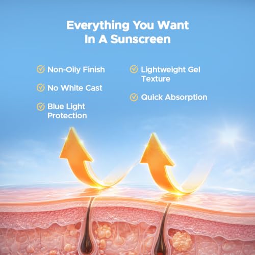Image of The Man Company Moisturising Sunscreen Gel for Men | SPF50 PA++++ | Broad Spectrum UVA UVB Protection | For Oily, Dry & Normal Skin| Bluelight Protection | New Gen UV Filters | No White Cast | Non-Greasy and Lightweight | Hydrating| 50g
