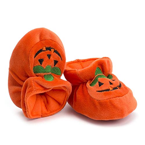 Newborn Baby Boys' Girls' Halloween Pumpkin Bootie Soft Soles Infant Crib Shoes2