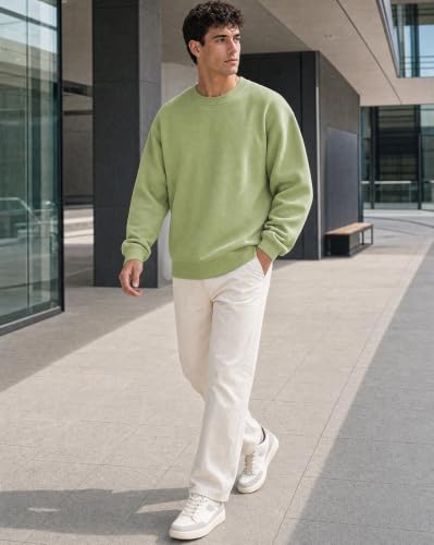 Image of Nobero Oversized Sweatshirts for Man Stylish Crew Neck | 280 GSM Rich Cotton Fleece Solid Oversized Fit Full Sleeve Sweatshirt for Men | Stylish Casual Wear Winter Sweatshirt for Men