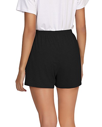 Gys Bamboo Pajama Shorts For Women Soft Sleep Shorts Drawstring Lounge Pants Stretchy Sleepwear Casual Pj Bottoms, Black, Large #TOP2