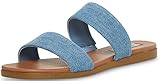 Steve Madden Women's Dual Flat Sandal, Denim, 9 M US
