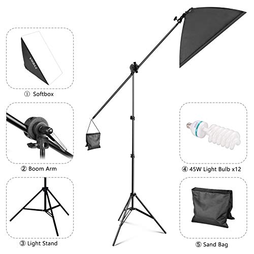 Professionelles Fotostudio Kit 4-in-1 Lampenfassung Studio Softbox Fotografie mit Hintergrund Stützsystem, 3 Stück 2x3M… – Bild 4