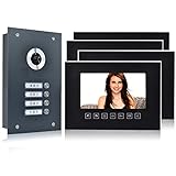  2 Draht 4 Familienhaus Türsprechanlage Gegensprechanlage Fischaugenkamera 170°, 4x7\'\' Monitor schwarz Außenstation Anthrazit