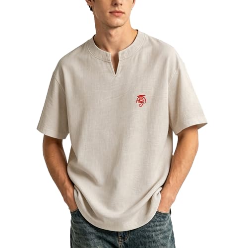 T-shirt d'été à manches courtes pour homme avec boutonnière