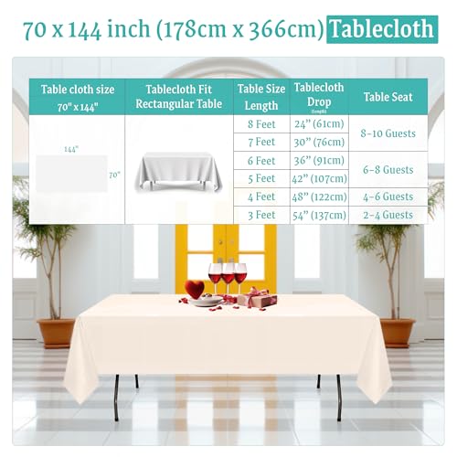 Nappe rectangulaire polyester ivoire grande taille 10x - 3