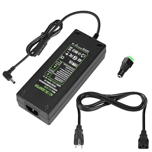 AC 100-240V to DC 12V 10A Power Supply Adapter Converter Transformer 12 Volt 10 Amp 120W with 5.5mm x 2.5mm /2.1mm DC Output Jack for 12V 5050 3528 LED Strip Light CCTV Cameras 3D Printer