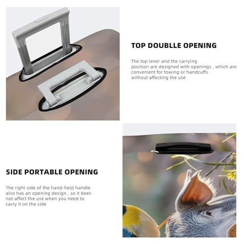 Luggage Cover Elastic Suitcase Cover Protector Washable Travel Baggage Covers Bird standing on pig's head Luggage Covers Carry On Suitcase Baggage Cover 18-32 Inch Large4