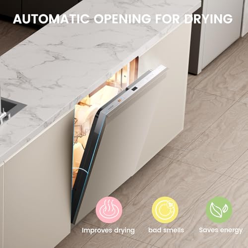 COMFEE' Fully Integrated Dishwasher with 14 Place Settings, Wi-Fi Connected, 47dB Low Noise, Built-in Dishwasher with Rapid Wash, Half-load, Auto Door Open Drying-CDWPF1415P-UK - Image 7