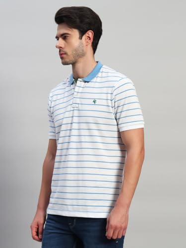 Image of Cantabil Men's Striped Polo Neck Half Sleeves Casual T-Shirt (P MTSH00895)