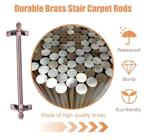 Tringles pour tapis d'escalier robustes 80 cm en laiton couleur bronze - 5