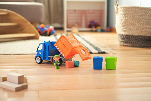 Image of Blippi Recycling Truck - Includes Character Figure, Working Lever, 2 Trash Cubes, 2 Recycling Bins - Sing Along with Popular Catchphrases - Educational Toys for Kids - Amazon Exclusive