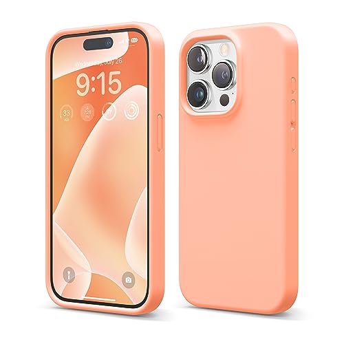 Image of elago Compatible with iPhone 15 Pro Case, Liquid Silicone Case, Full Body Protective Cover, Shockproof, Slim Phone Case, Anti-Scratch Soft Microfiber Lining, 6.1 inch (Salmon)