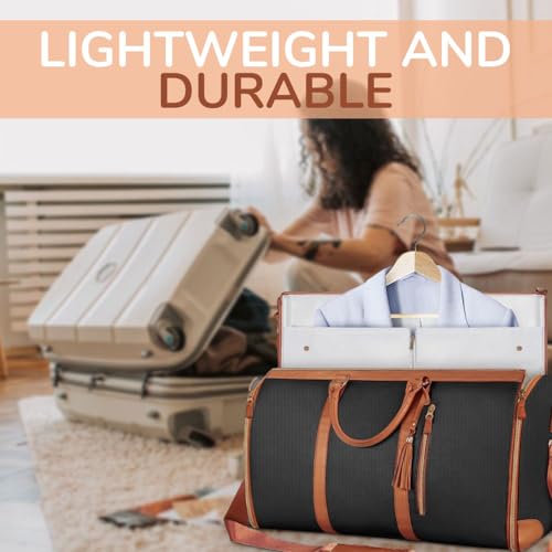 Bolsa de bagagem multifuncional, 2 em 1, conversível, de couro, para pendurar, bolsa de viagem para