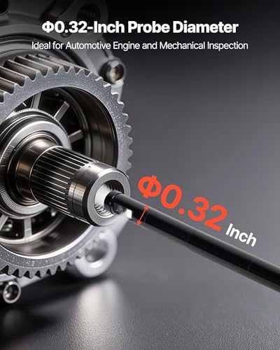 Image of VEVOR 360 Borescope with Innovative 360 Motorized Rotation Probe, 5 inch 16.4FT Endoscope Inspection Camera, 1080P HD Rigid Snake Scope Cam for Wall Automotive Engine Inspect